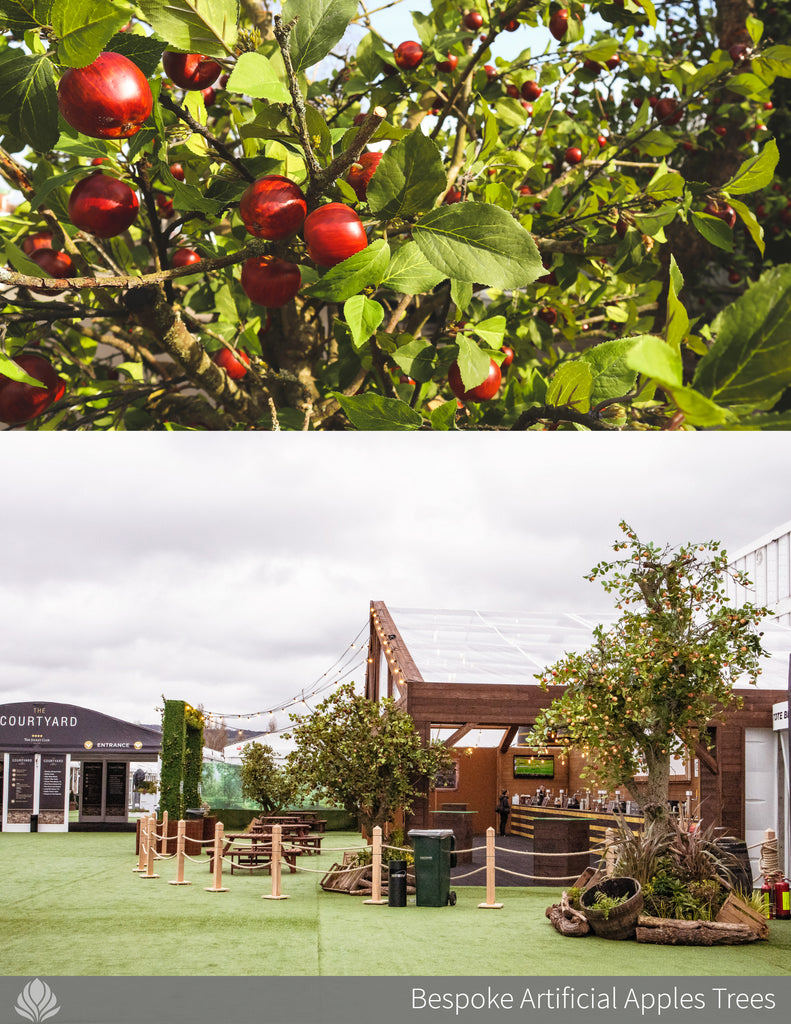 large artificial tree, apple trees at Cheltenham Festival